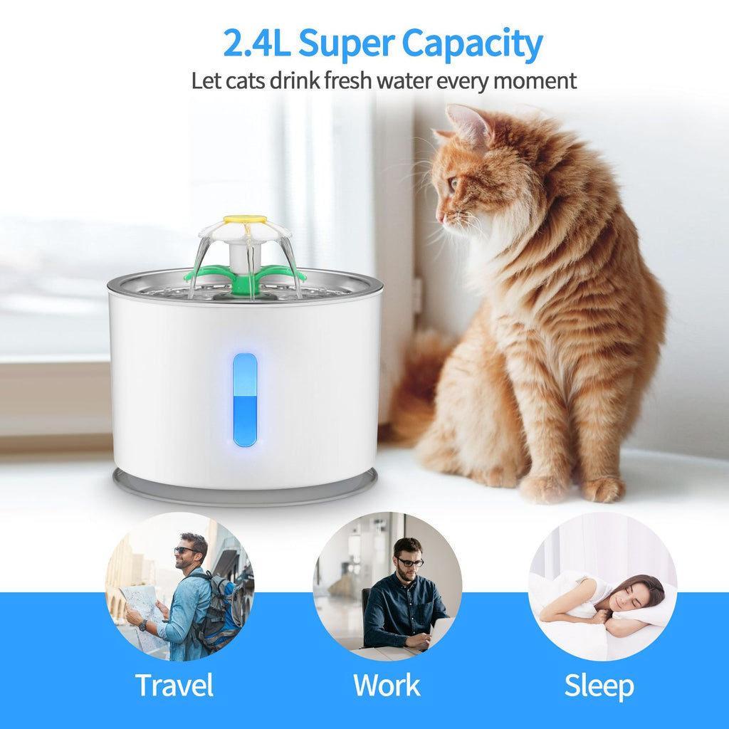 Stainless Steel Automatic Pet Water Fountain for Cats and Dogs